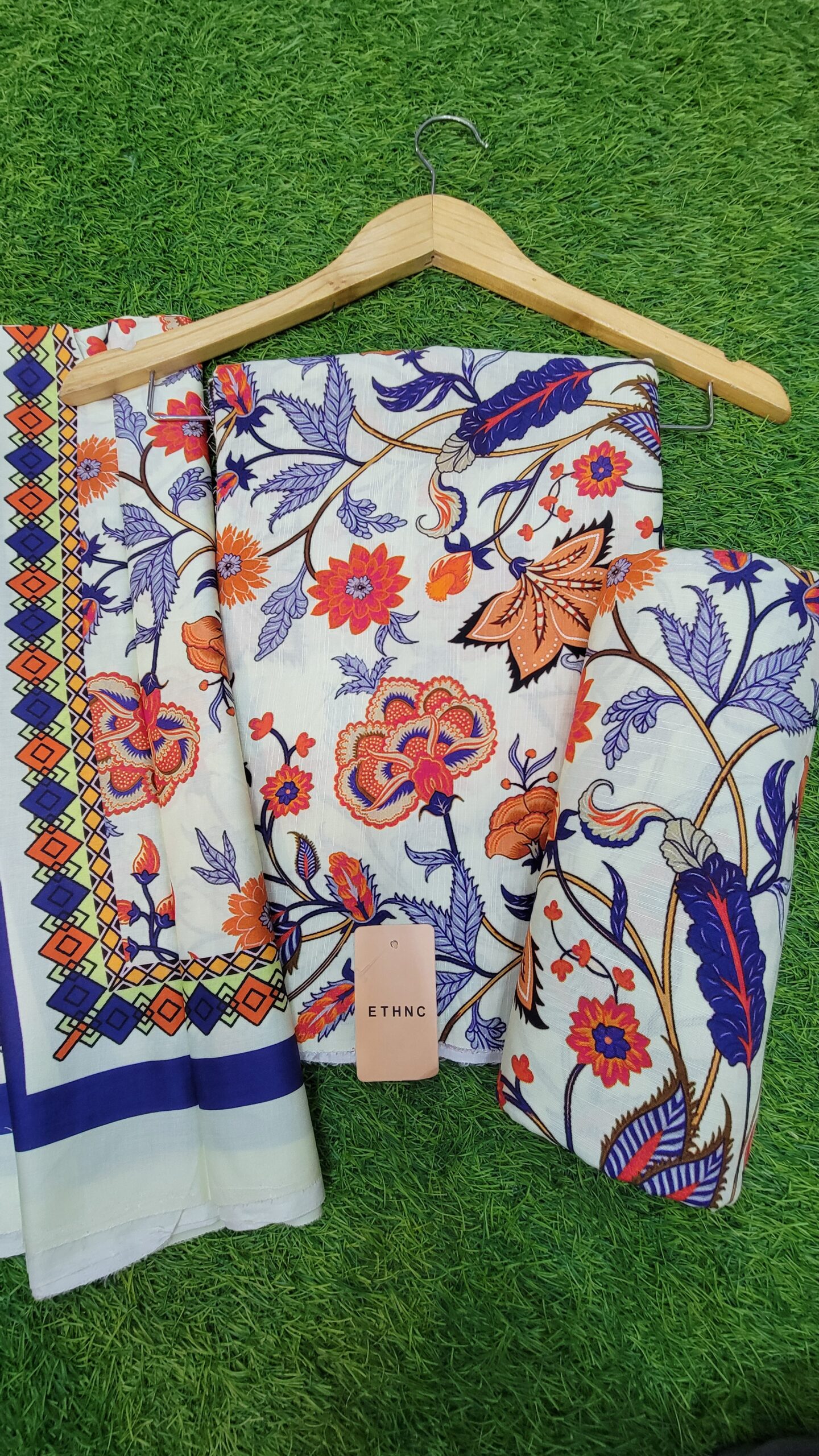 Ethnic Linen 3 pc print suit