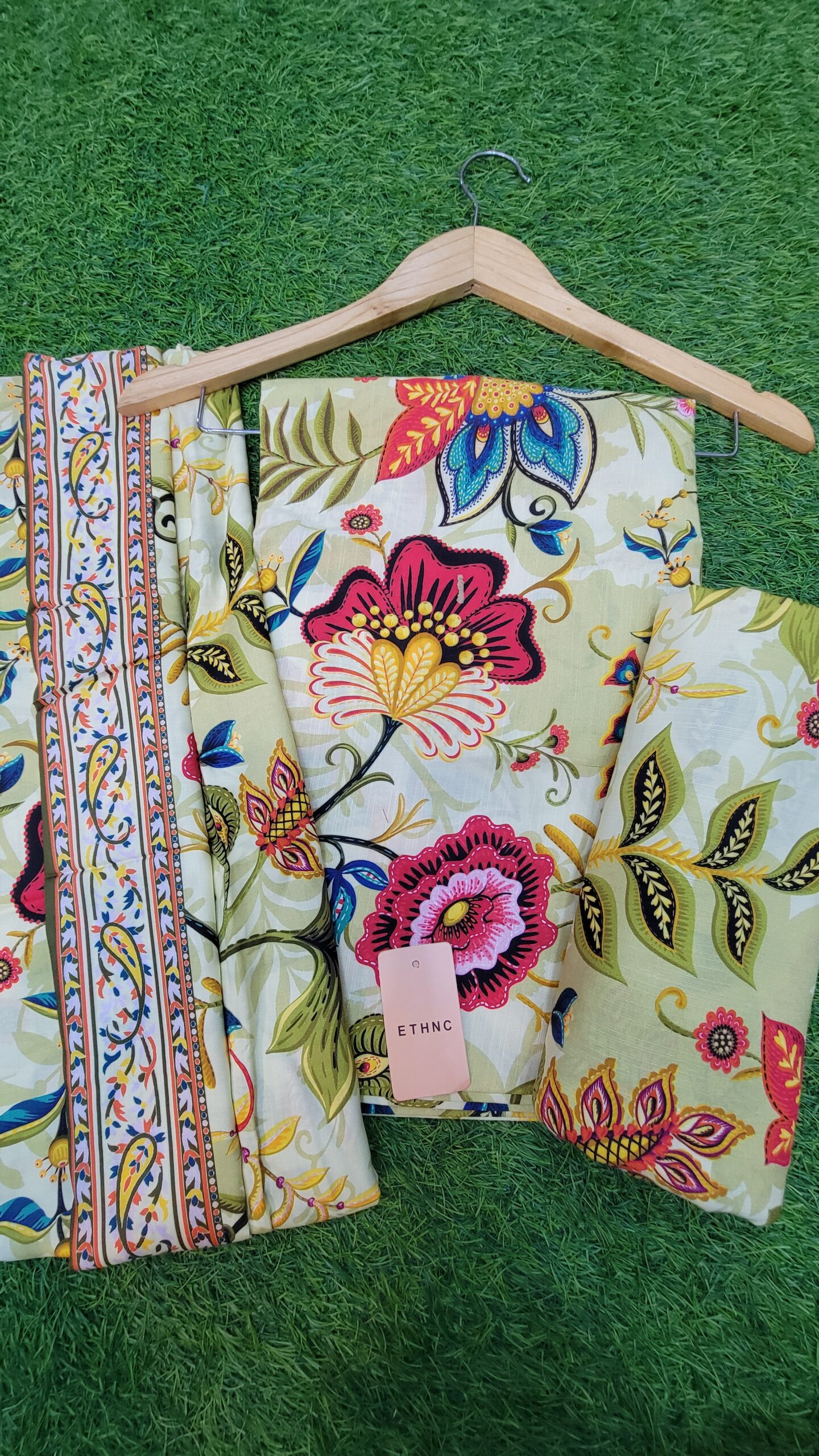 Ethnic Linen 3 pc print suit
