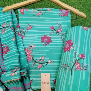 Ethnic Linen 3 pc print suit