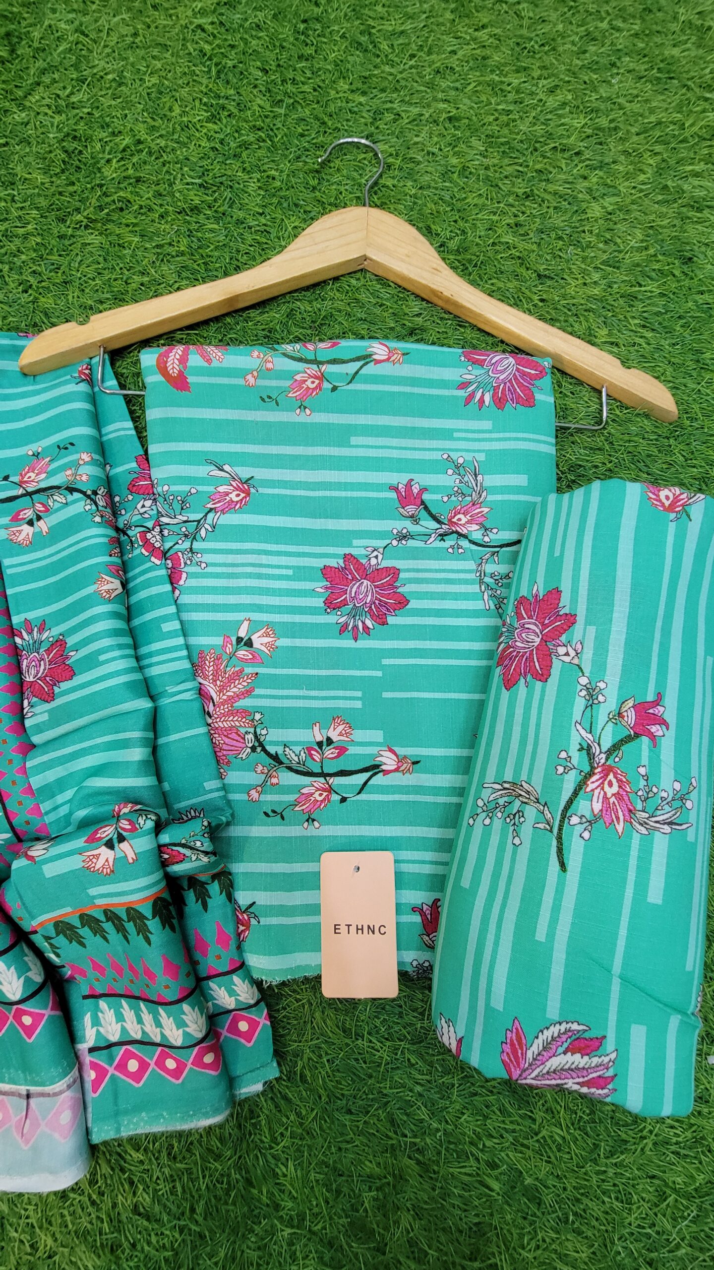 Ethnic Linen 3 pc print suit