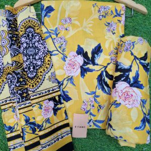 Ethnic Linen 3 pc print suit