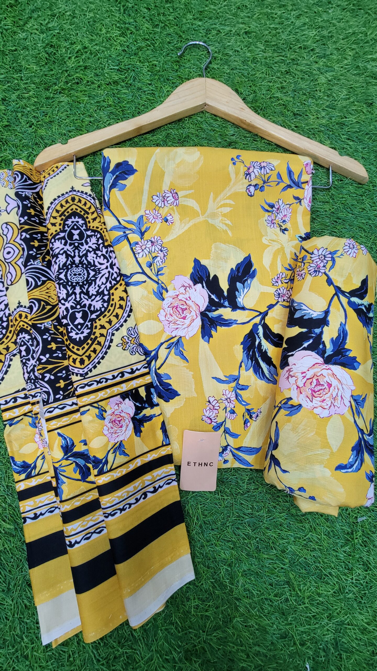 Ethnic Linen 3 pc print suit