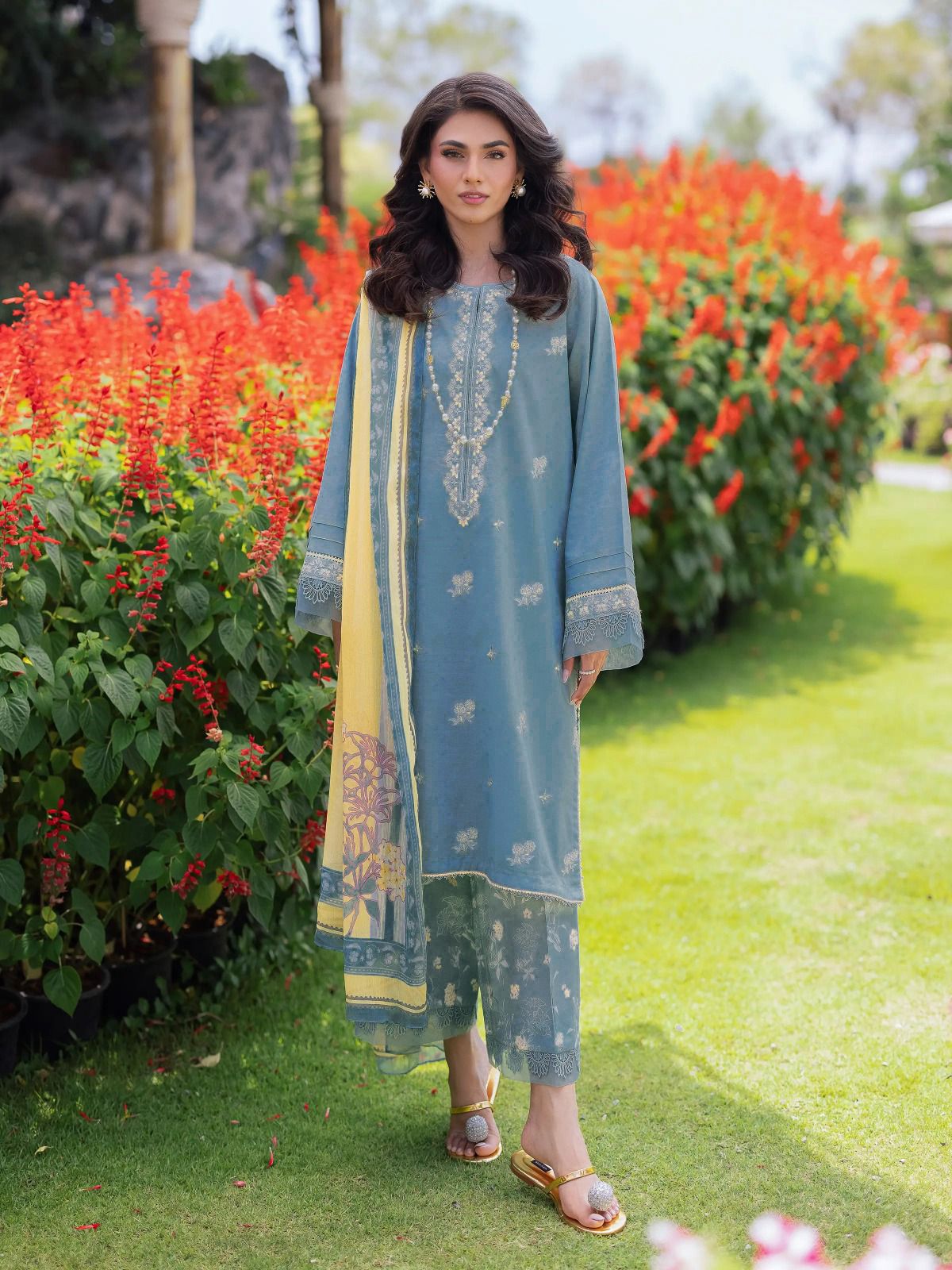 PARTY WEAR EMBROIDERED DHANAK